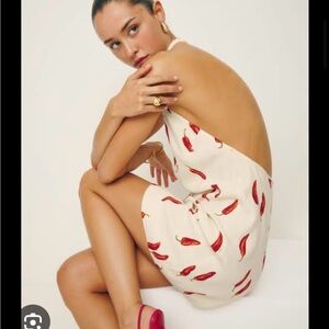 Reformation White and Red Mini Dress